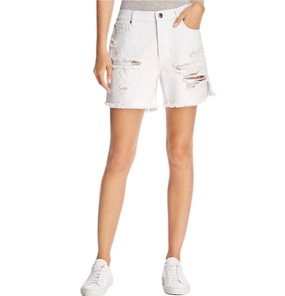 Pistola Devin Mom Cutoff Denim Shorts in White Lies Size 28 NWT